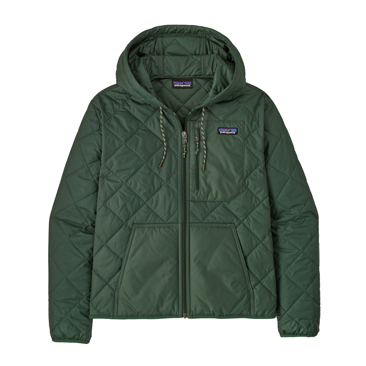 Patagonia Diamond Quilted Bomber Hooded Jacket-Canopy Green