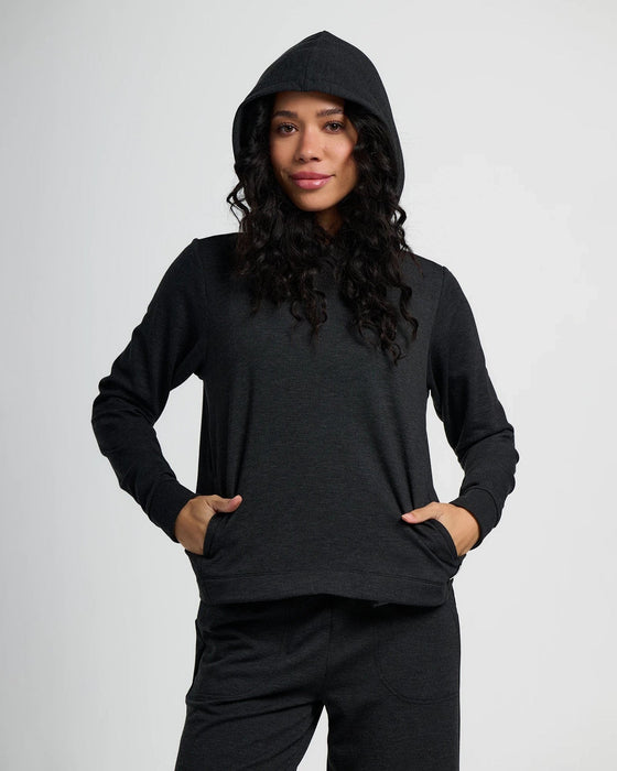 Free Fly Bamboo Lightweight Fleece Crop Hooded Sweatshirt-Heather Black
