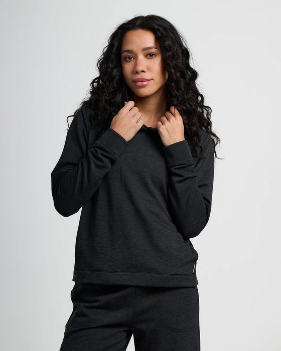 Free Fly Bamboo Lightweight Fleece Crop Hooded Sweatshirt-Heather Black