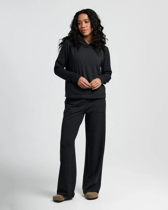 Free Fly Bamboo Lightweight Fleece Crop Hooded Sweatshirt-Heather Black