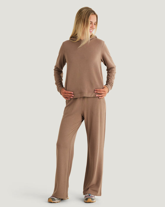 Free Fly Bamboo Lightweight Fleece Cropped Hooded Sweatshirt-Fossil