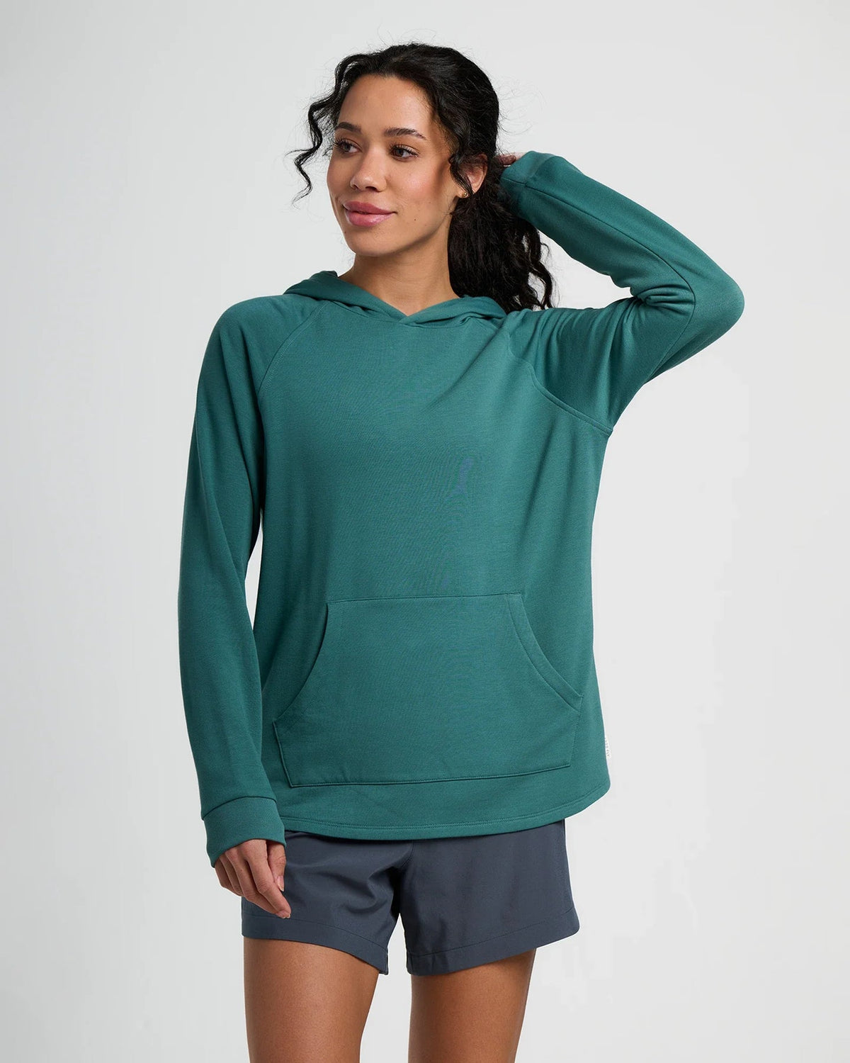 Free Fly Bamboo Lightweight Fleece Hooded L/S Shirt-Sea Pine