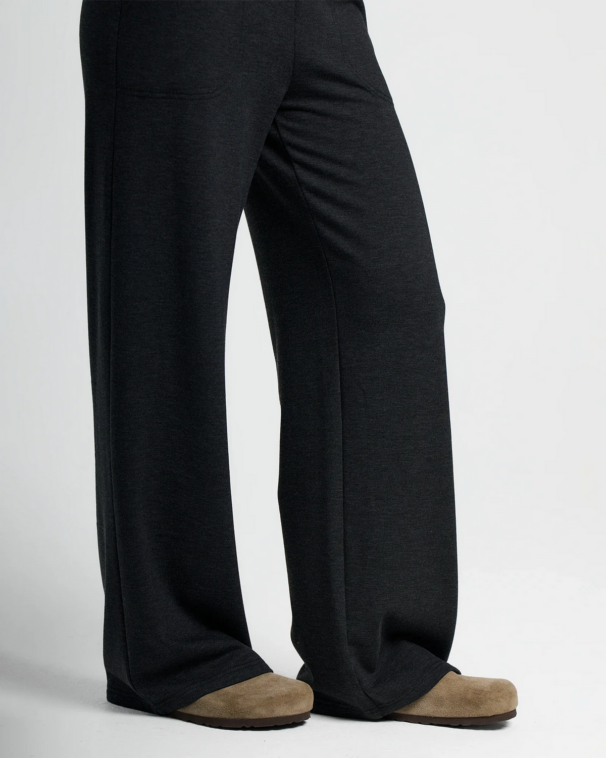 Free Fly Bamboo Lightweight Fleece Wide Leg Pants-Heather Black