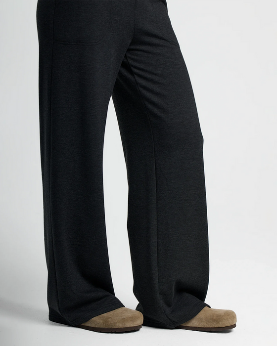 Free Fly Bamboo Lightweight Fleece Wide Leg Pants-Heather Black