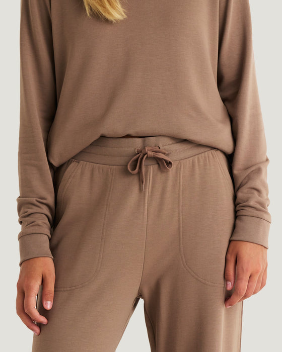 Free Fly Bamboo Lightweight Fleece Wide Leg Pants-Fossil