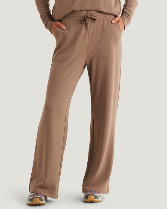 Free Fly Bamboo Lightweight Fleece Wide Leg Pants-Fossil