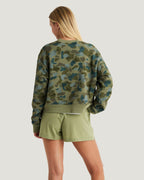 Free Fly Bamboo Northcoast Fleece Crew Sweatshirt-Watercolor Camo Oil Green