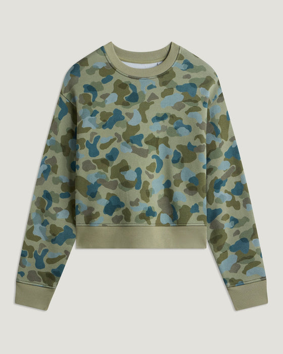 Free Fly Bamboo Northcoast Fleece Crew Sweatshirt-Watercolor Camo Oil Green