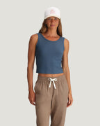 Free Fly Ribbed Bamboo Tank-Pacific Blue