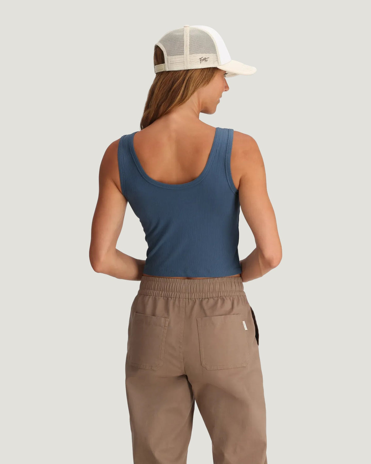 Free Fly Ribbed Bamboo Tank-Pacific Blue