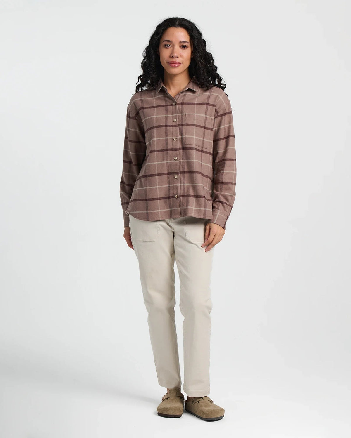 Free Fly Seawool Flannel L/S Shirt-Fossil Plaid