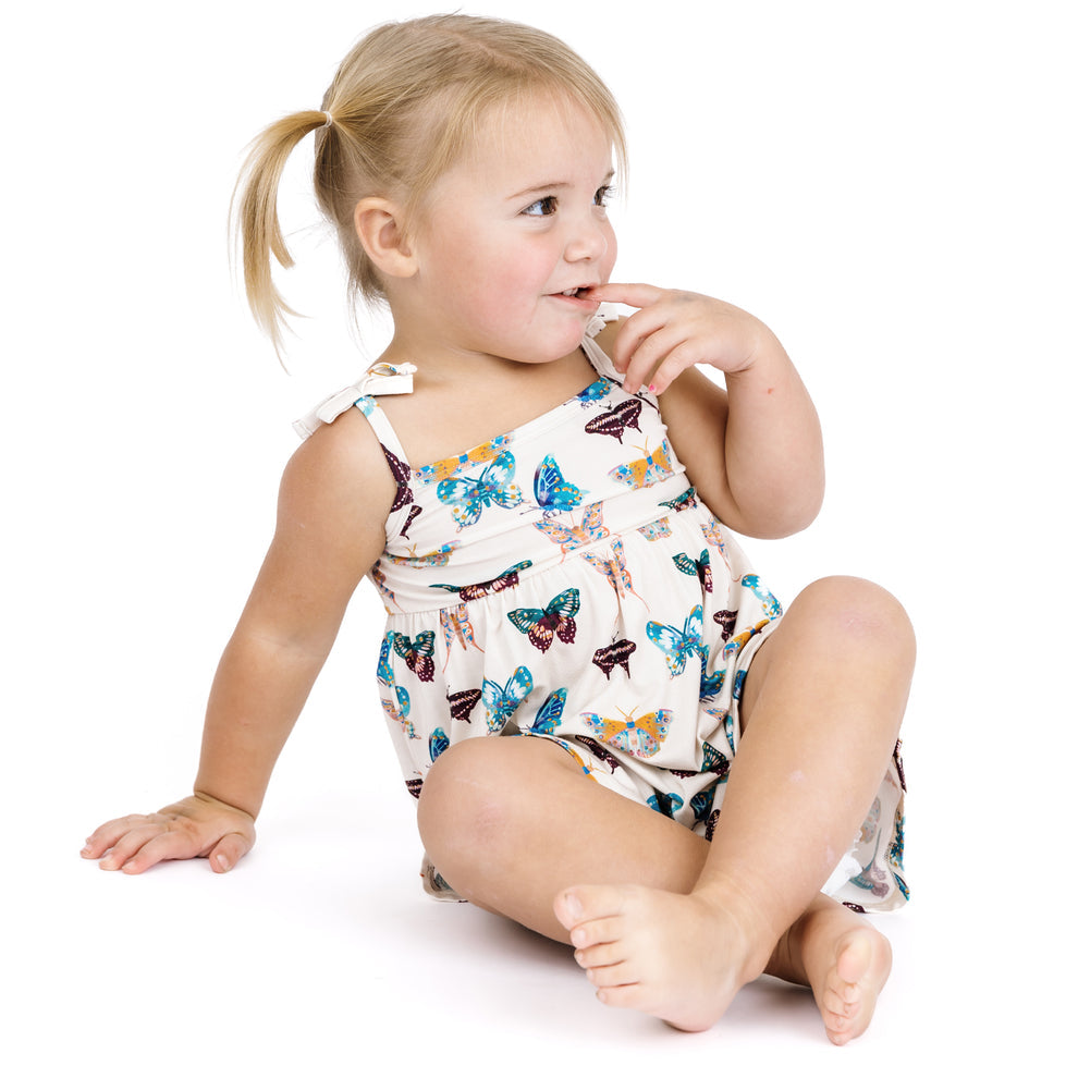 Emerson & Friends Wings of Paradise Butterflies Bamboo Dress-Beige/Multi