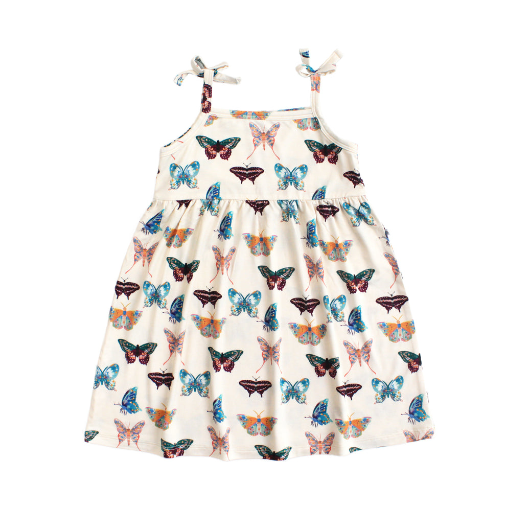 Emerson & Friends Wings of Paradise Butterflies Bamboo Dress-Beige/Multi