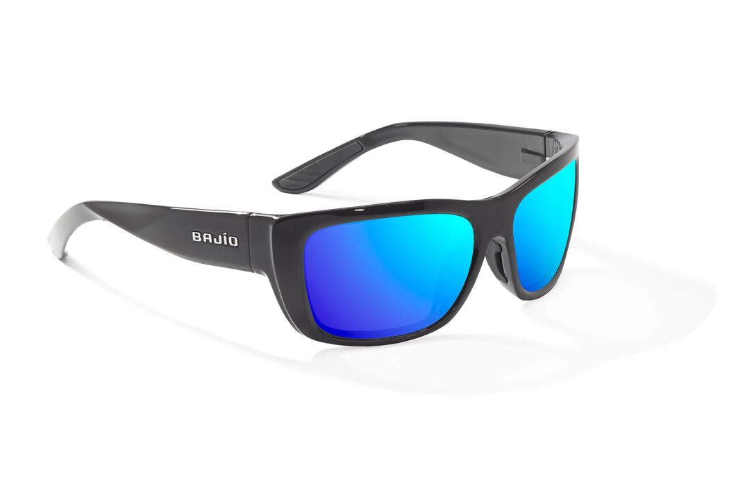 Bajio Annette Sunglasses-Black Gloss/Blue Mirror Poly
