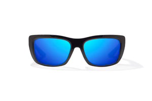Bajio Annette Sunglasses-Black Gloss/Blue Mirror Poly