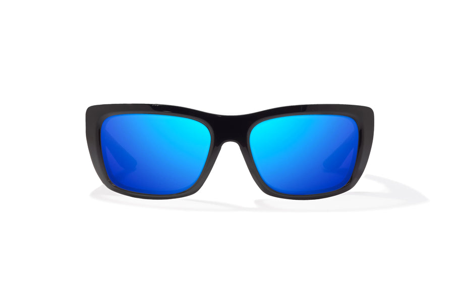 Bajio Annette Sunglasses-Black Gloss/Blue Mirror Poly