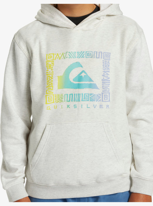 Quiksilver Youth Graphic Hooded Sweatshirt-White Marble Heather