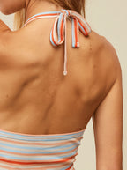 Roxy Retro Coast Halter Mini Dress-Warm Sunset Stripe