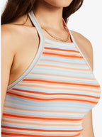 Roxy Retro Coast Halter Mini Dress-Warm Sunset Stripe