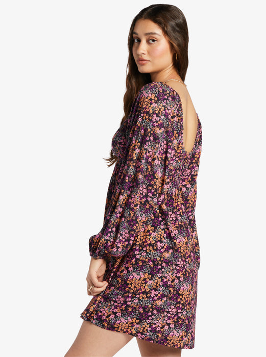 Roxy Sweetest Shores Dress-Anthracite Floral Daze