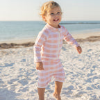 Emerson & Friends Pink Gingham L/S Rashguard One Piece-Pink