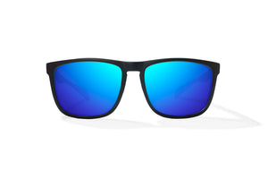 Bajio Calda Sunglasses-Black Matte/Blue Mirror Glass