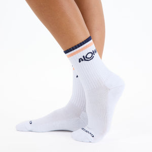 Aloha Collection Stripes Crew Socks-Navy