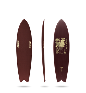 Crime Long Fish Soft Top 7'5"-Ox Blood/Syndicate Art