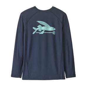Patagonia K's L/S SW Rashguard-Flying Fish: New Navy