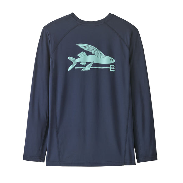 Patagonia K's L/S SW Rashguard-Flying Fish: New Navy