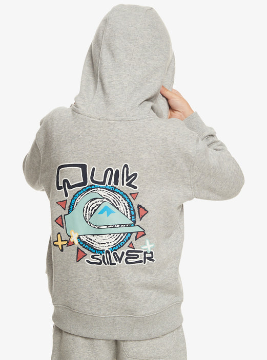 Quiksilver Vintage Rising Lines Zip Boy Sweatshirt-Light Grey Heather