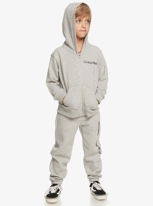 Quiksilver Vintage Rising Lines Zip Boy Sweatshirt-Light Grey Heather