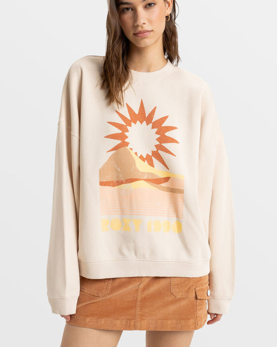 Roxy Lineup Oversized Crew B Sweatshirt-Parchment