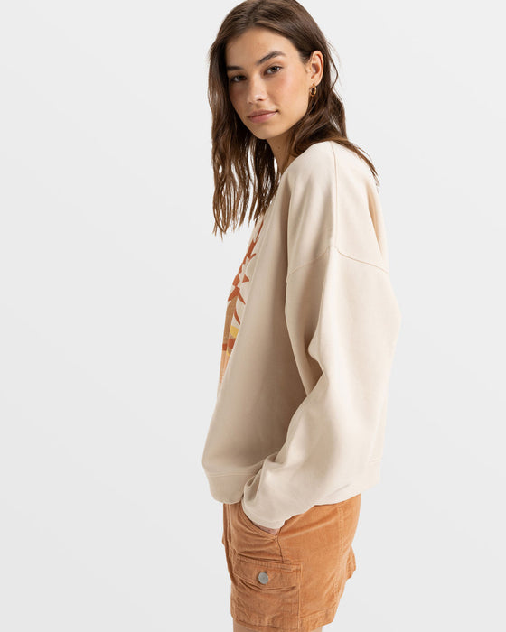 Roxy Lineup Oversized Crew B Sweatshirt-Parchment