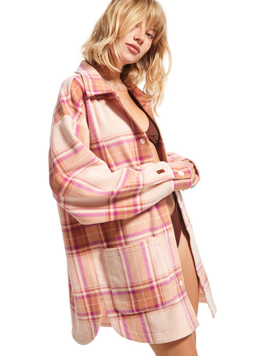 Roxy Ring Tone L/S Shirt-Dusty Coral Decke Plaid