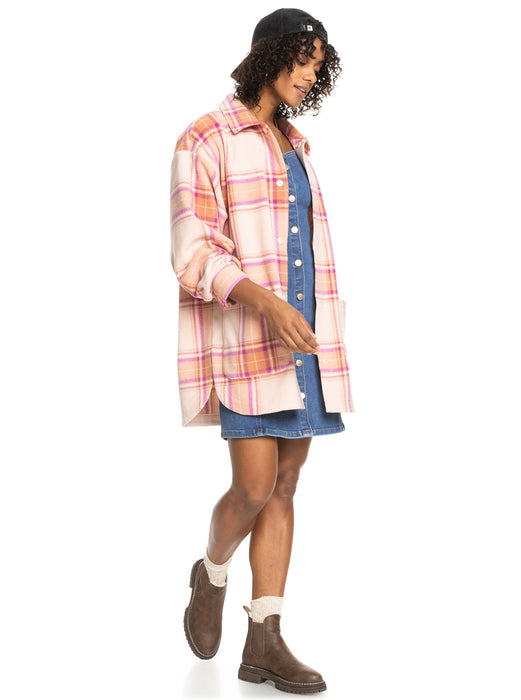 Roxy Ring Tone L/S Shirt-Dusty Coral Decke Plaid