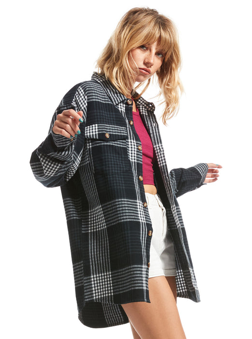 Roxy Let It Go Flannel L/S Shirt-Anthracite Hallo Plaid