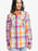Roxy Let It Go Flannel L/S Shirt-Blue Surf Plaidodo