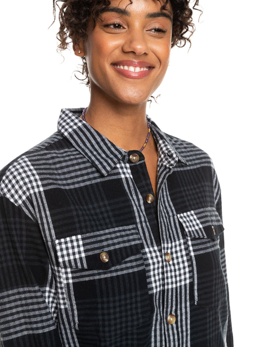 Roxy Let It Go Flannel L/S Shirt-Anthracite Hallo Plaid