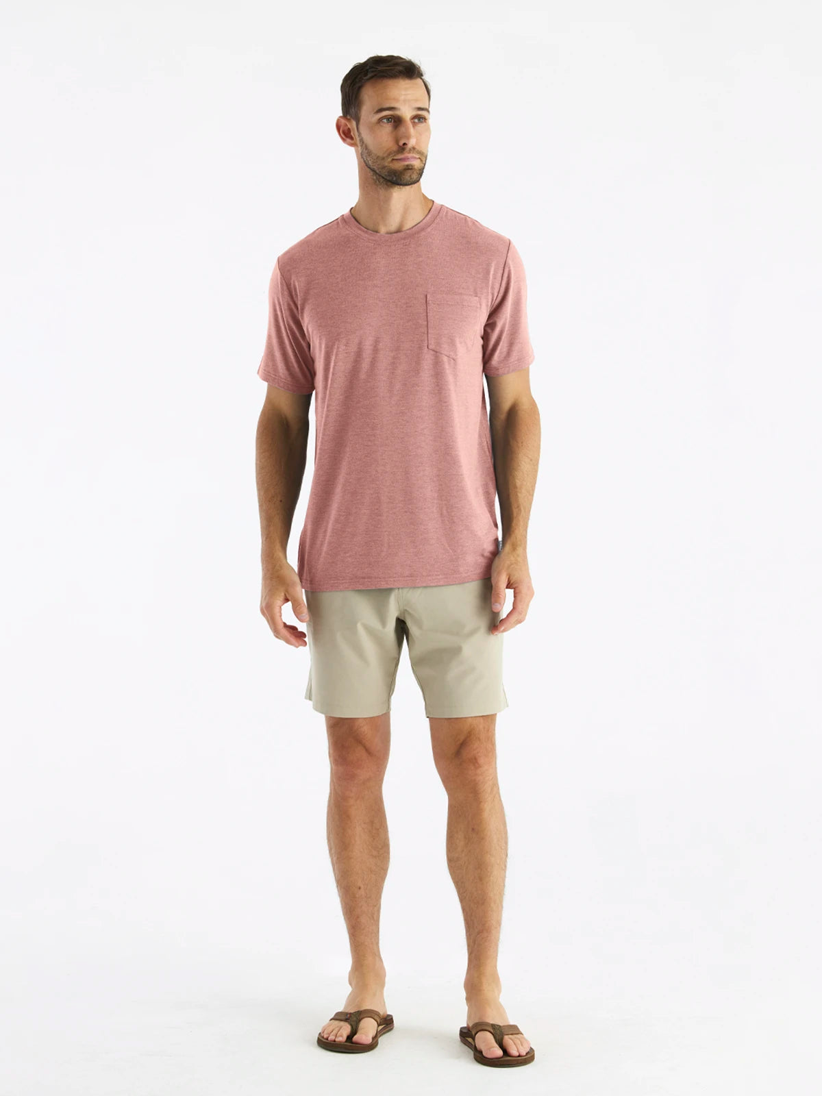 Free Fly Bamboo Flex Pocket Tee-Heather Brick