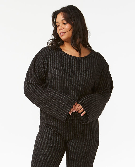Rip Curl Cozy Crop Crew Sweatshirt-Black Marle