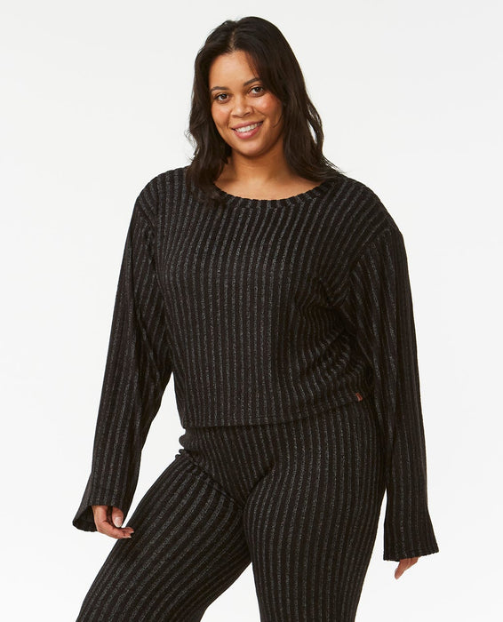 Rip Curl Cozy Crop Crew Sweatshirt-Black Marle