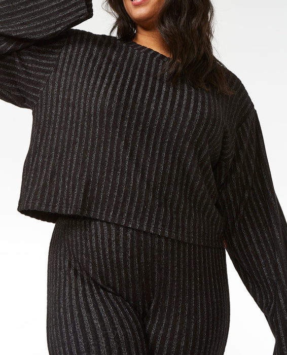 Rip Curl Cozy Crop Crew Sweatshirt-Black Marle
