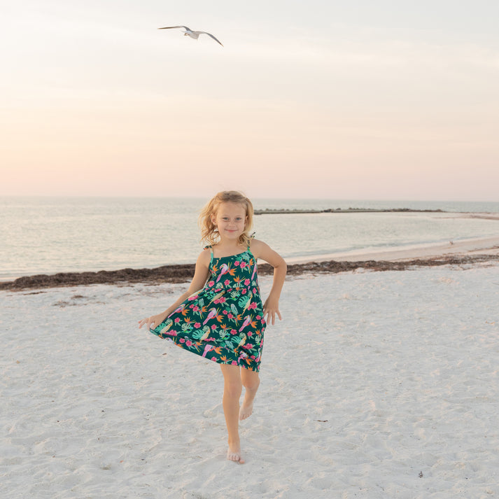 Emerson & Friends Isla Botanica Tropical Birds Bamboo Dress-Green/Multi
