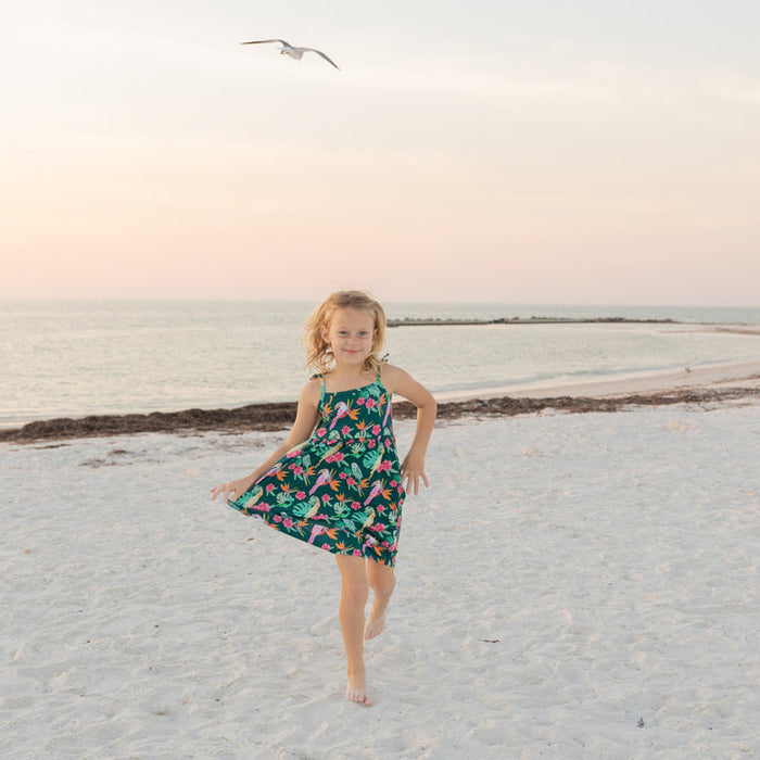 Emerson & Friends Isla Botanica Tropical Birds Bamboo Dress-Green/Multi