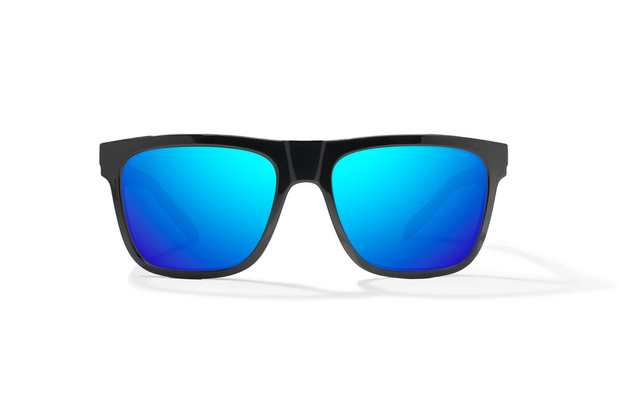 Bajio Hopedale Sunglasses-Black Gloss/Blue Mirror Glass