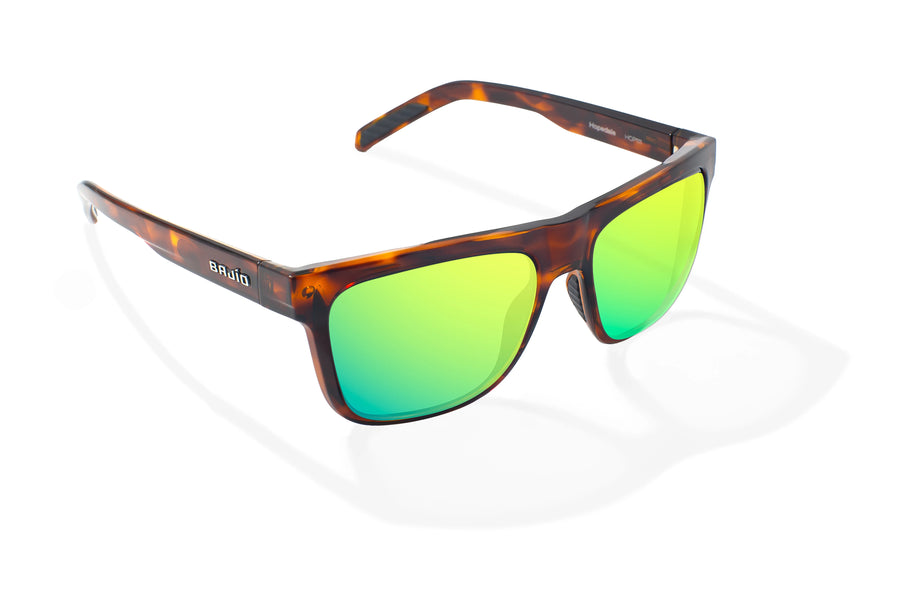 Bajio Hopedale Sunglasses-Dark Brown Tort Gloss/Green Mirror Glass