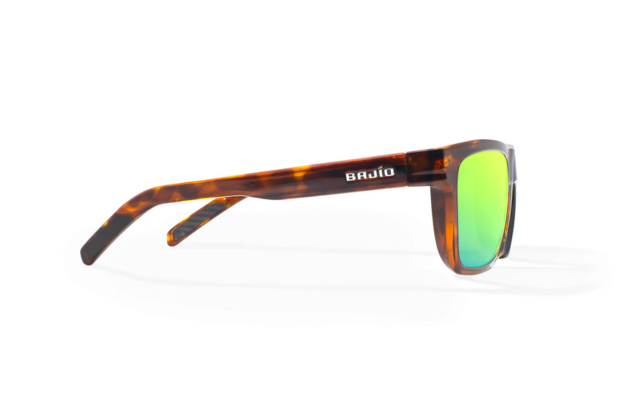 Bajio Hopedale Sunglasses-Brown Tort Gloss/Grn Mirror Glass