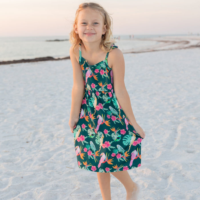 Emerson & Friends Isla Botanica Tropical Birds Bamboo Dress-Green/Multi
