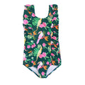 Emerson & Friends Isla Botanica Tropical Birds Ruffle Front One Piece-Green/Multi